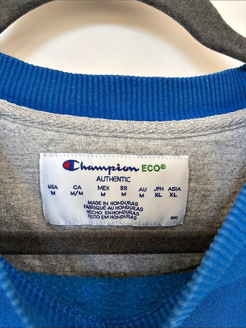 Champion Eco Authentic Crewneck Sweatshirt Blue & Gray Medium